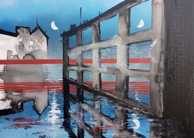 płynąc w kwadrach księżyca