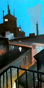 widok z balkonu na dachy