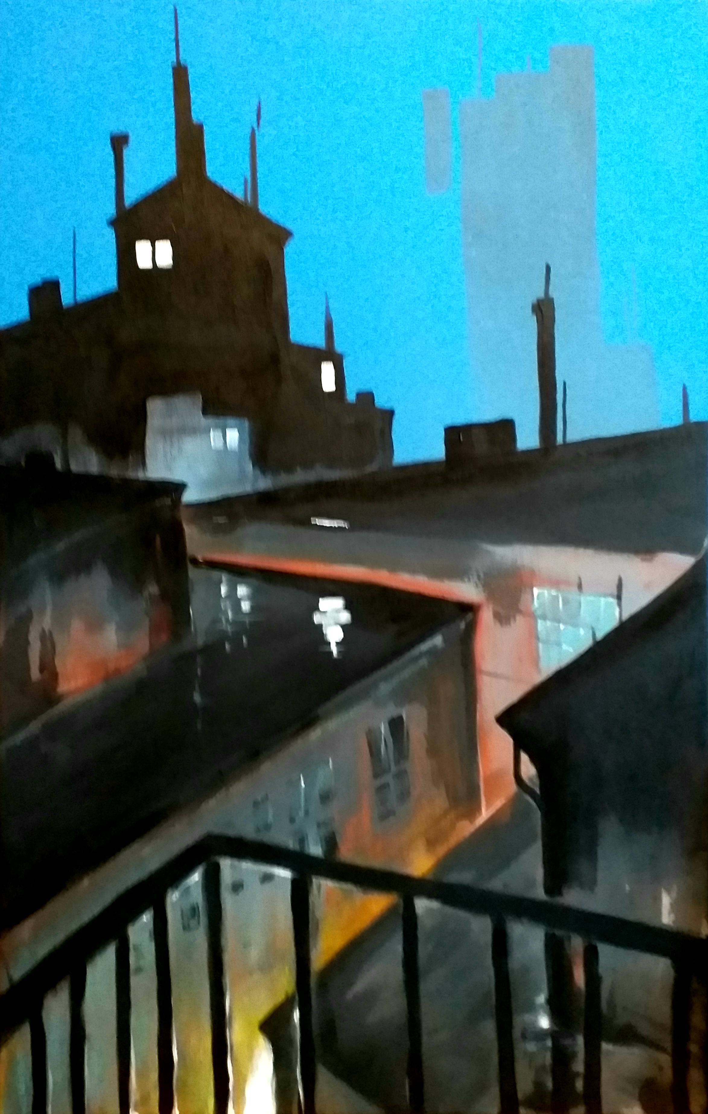 widok z balkonu na dachy