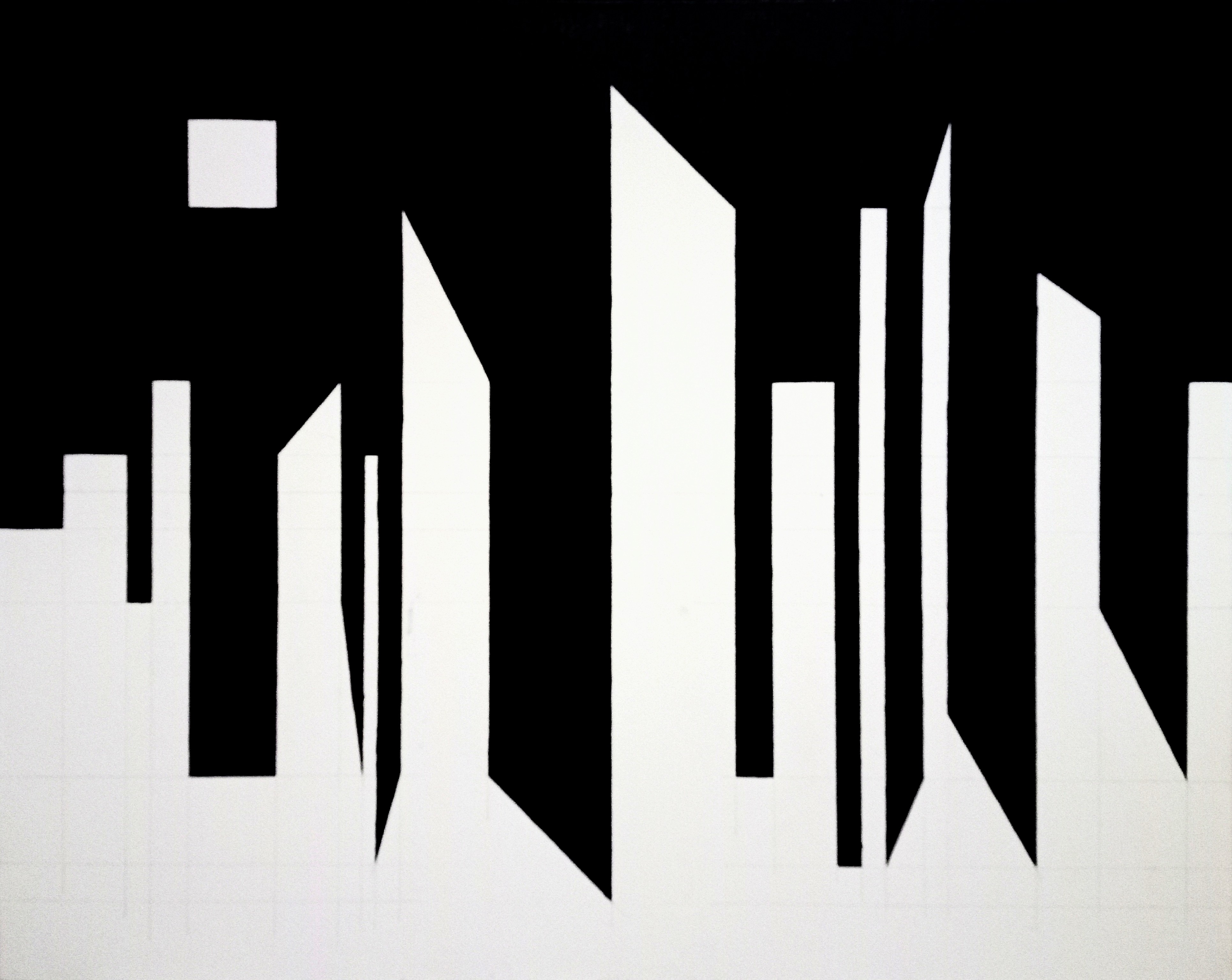 kompozycja miejska z księżycem w kwadrze